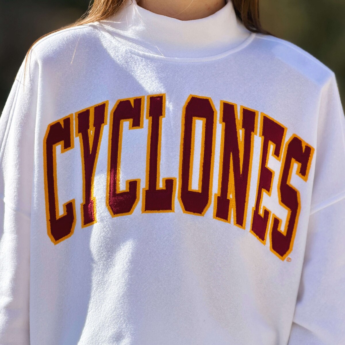 League Women's Cyclones White Mock Neck Crew Sweatshirt